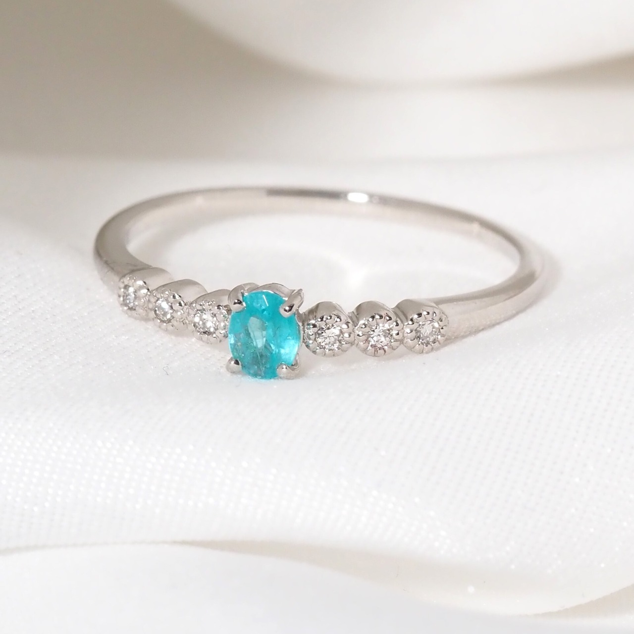 ブラジル産 パライバトルマリン リング 0.1ct D0.03ct pt900