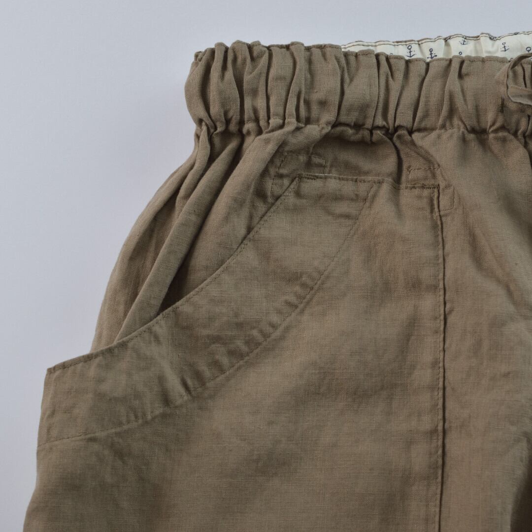 快晴堂 カイセイドウ スプリングリネン4ポケットイージーパンツ・うぐいす茶