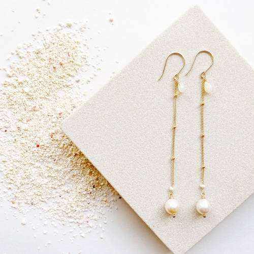 Akoya pearl long earrings