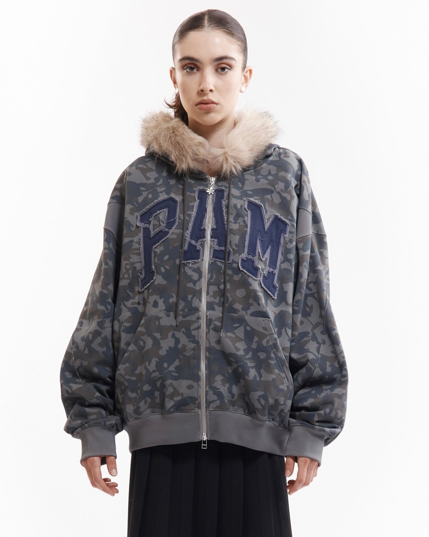 P.A.M. (Perks And Mini) / ABC FUR TRIM HOODED ZIP THRU SWEAT