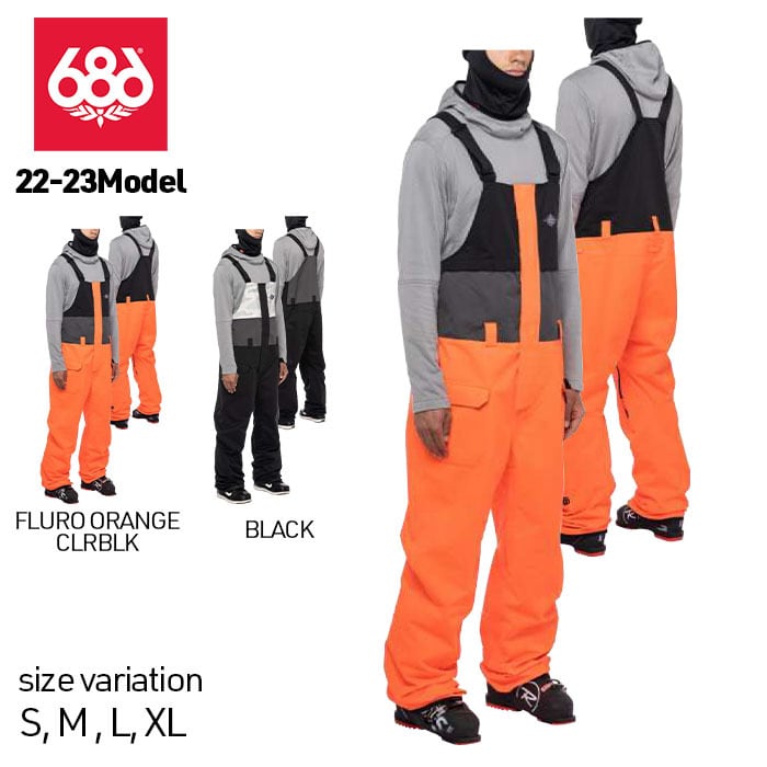 22-23 686 Frontier Shell Bib ウェア パンツ FLURO ORANGE CLRBLK