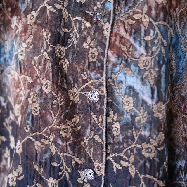 "reversible" beautiful pattern over silhouette chenille weave shirt jacket