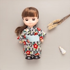 【夏限定】浴衣セット（黒モダン帯水色）メルちゃんソランちゃん