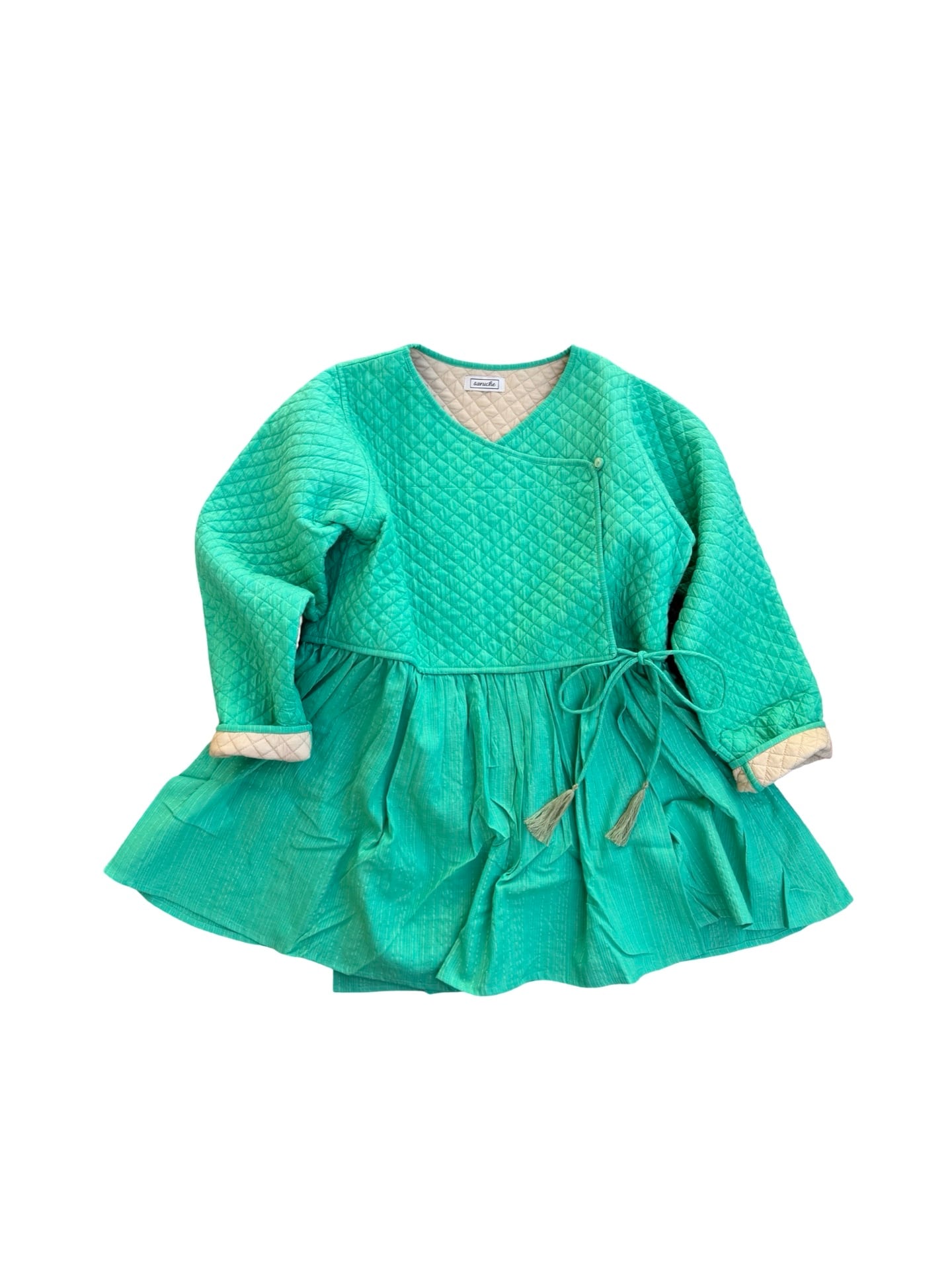 saruche サウスコットン キルティングラバリスタイルトップス Green