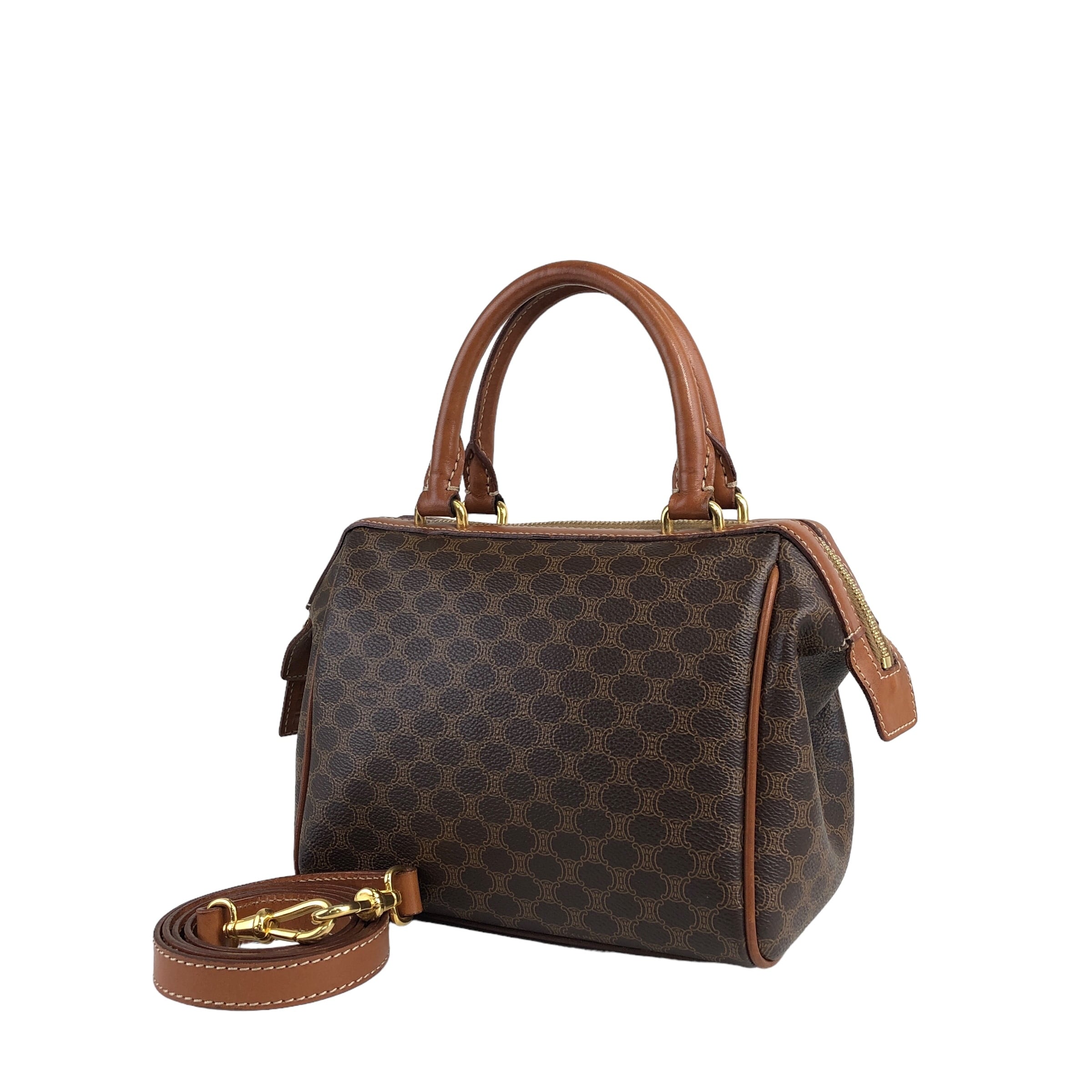 CELINE セリーヌ ショルダーバッグ ハンドバッグ 2way　マカダム CELINE セリーヌ マカダム ショルダーバッグ ブラウン PVCレザー ミニ