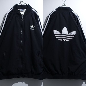 90s "adidas" Black Trefoil Logo & 3-Stripes Zip Blouson
