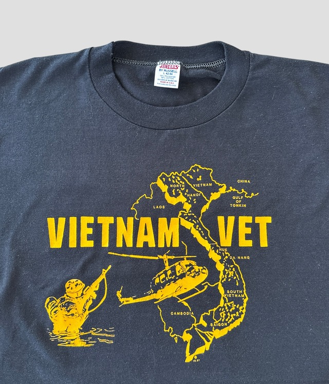 -VIETNAM VET- Vintage 80s L Print T-shirt made in USA