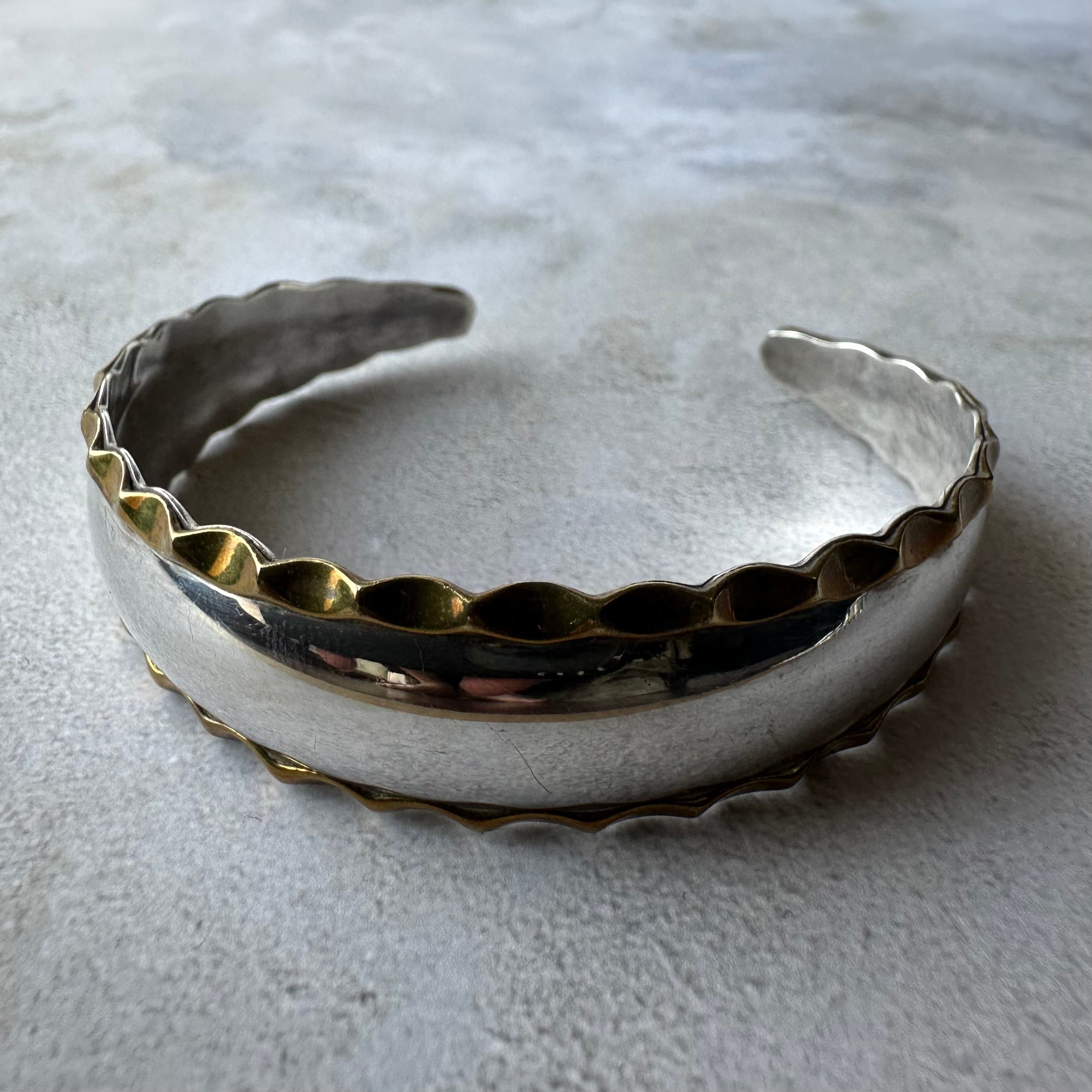 Vintage Concave Cuff Bracelet Silver925 Made in Mexico