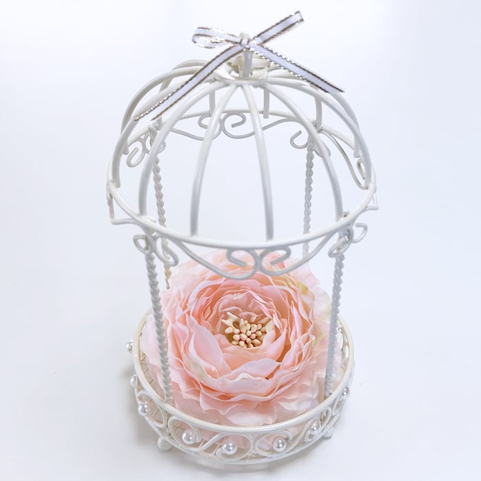 ガゼボ型 リングピロー 完成品 お花（ピンク）のリングクッション 結婚