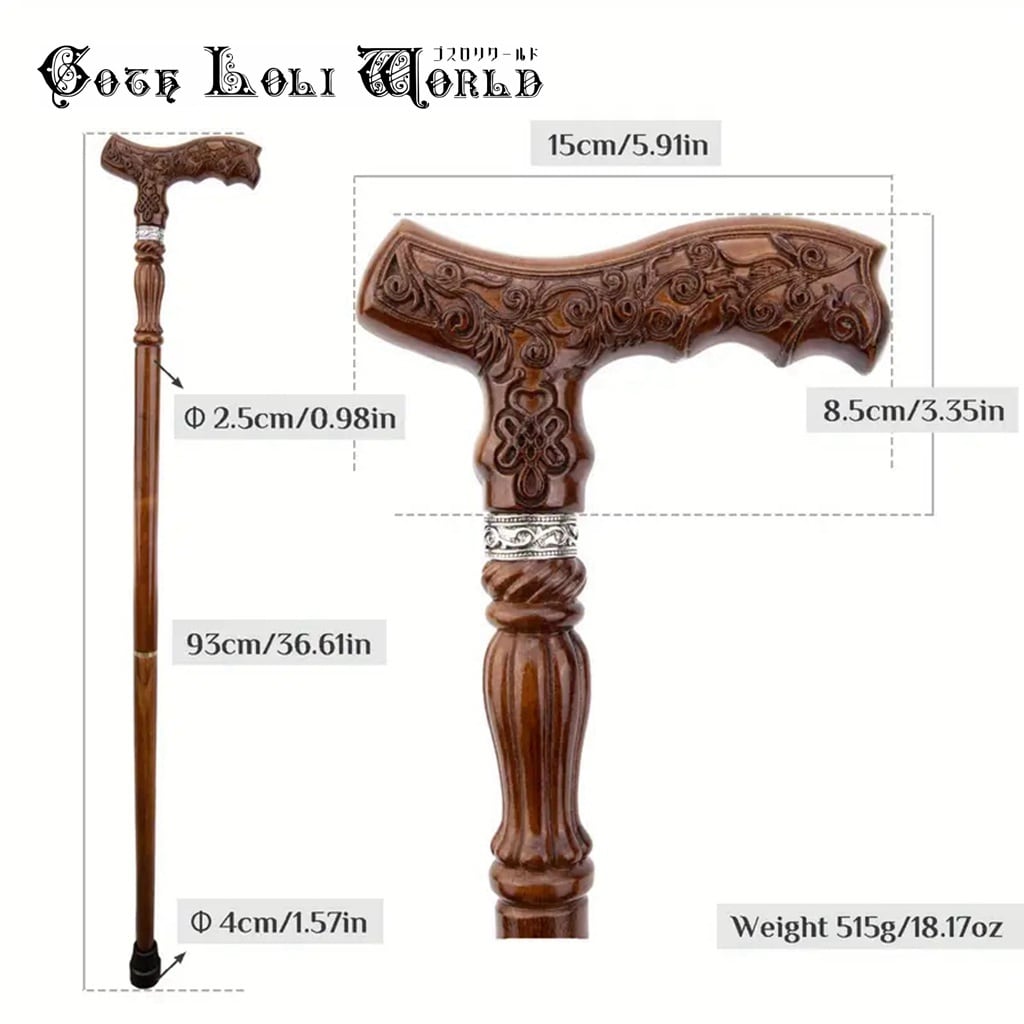 即納/送料無料】ゴスロリワールド TUE038 木彫り 紳士 ステッキ 杖