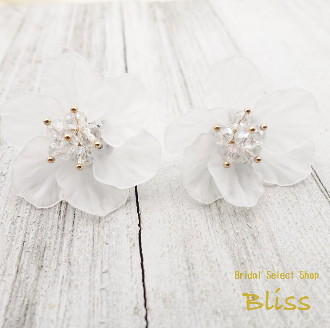 E-099 ウェディング アクセサリー【フラワー スタッド ピアス】ブライダル