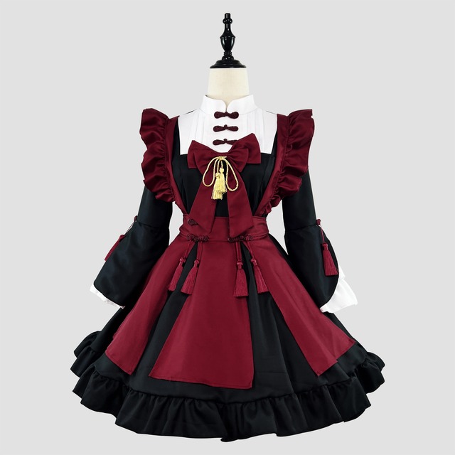 〔メイド〕和風メイドコスチューム｜和風リボンエプロンドレス