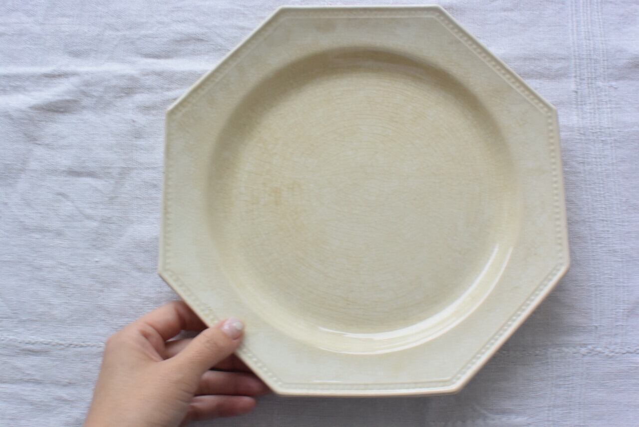 フランスアンティーククレイユモントローオクトゴナルプレート