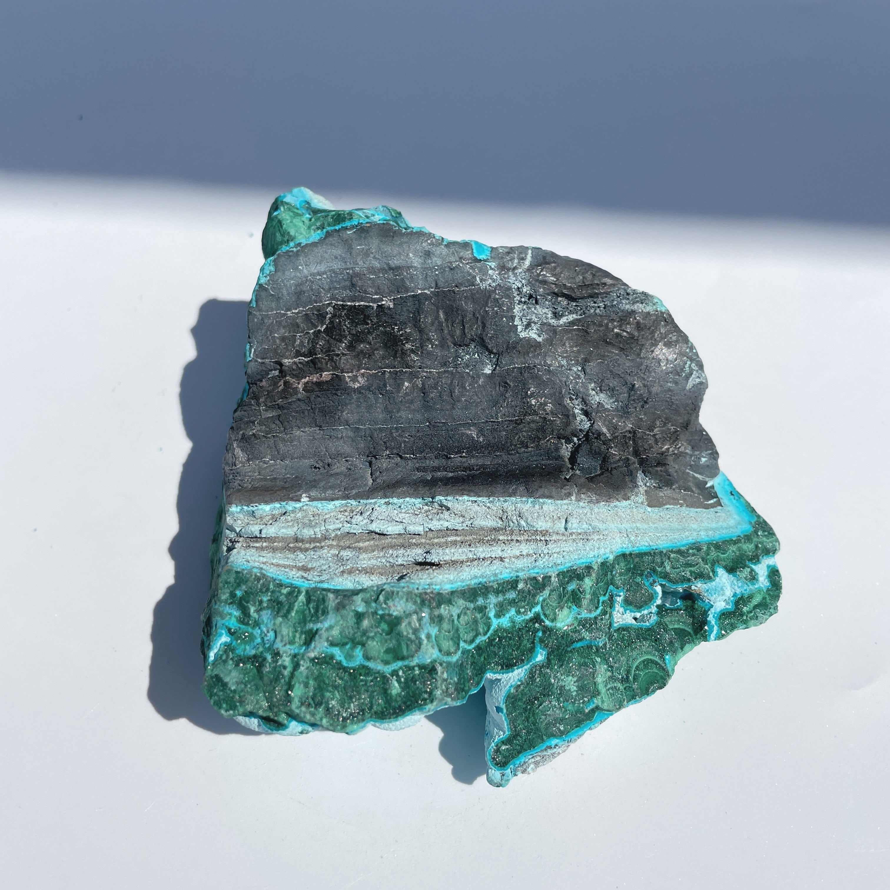 マラカイト with クリソコラ（マラコラ） 原石03◇ Malachite with