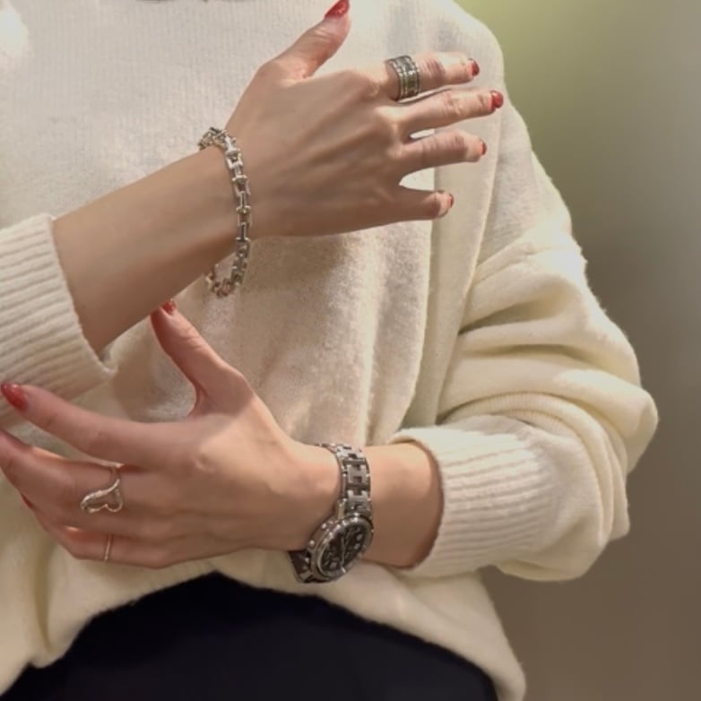 激レア【TIFFANY&CO. 】2161 重厚感Tモチーフ リンクシルバー