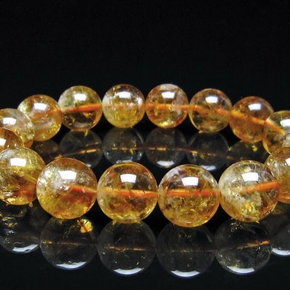 シトリン ブレスレット 虹入り 12mm シトリンクォーツ ブレス メール便可 一点物 111-50482