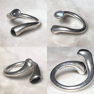GEORG JENSEN silver carnival ring "263" set with moonstone & onyx (2)