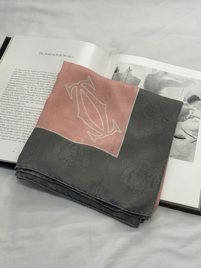 Must de Cartier  / vintage pink×gray logo  scarf.