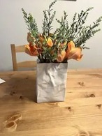 花瓶 一輪挿し 紙袋風 花 フラワーベース 陶器 出窓 シンプル オシャレ アンティーク