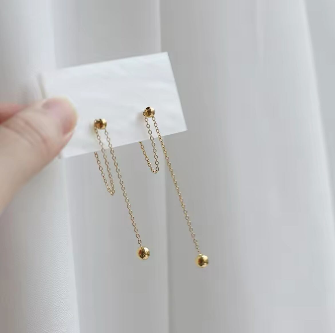 金アレ対応 18k シンプルチェーンピアス(0694)