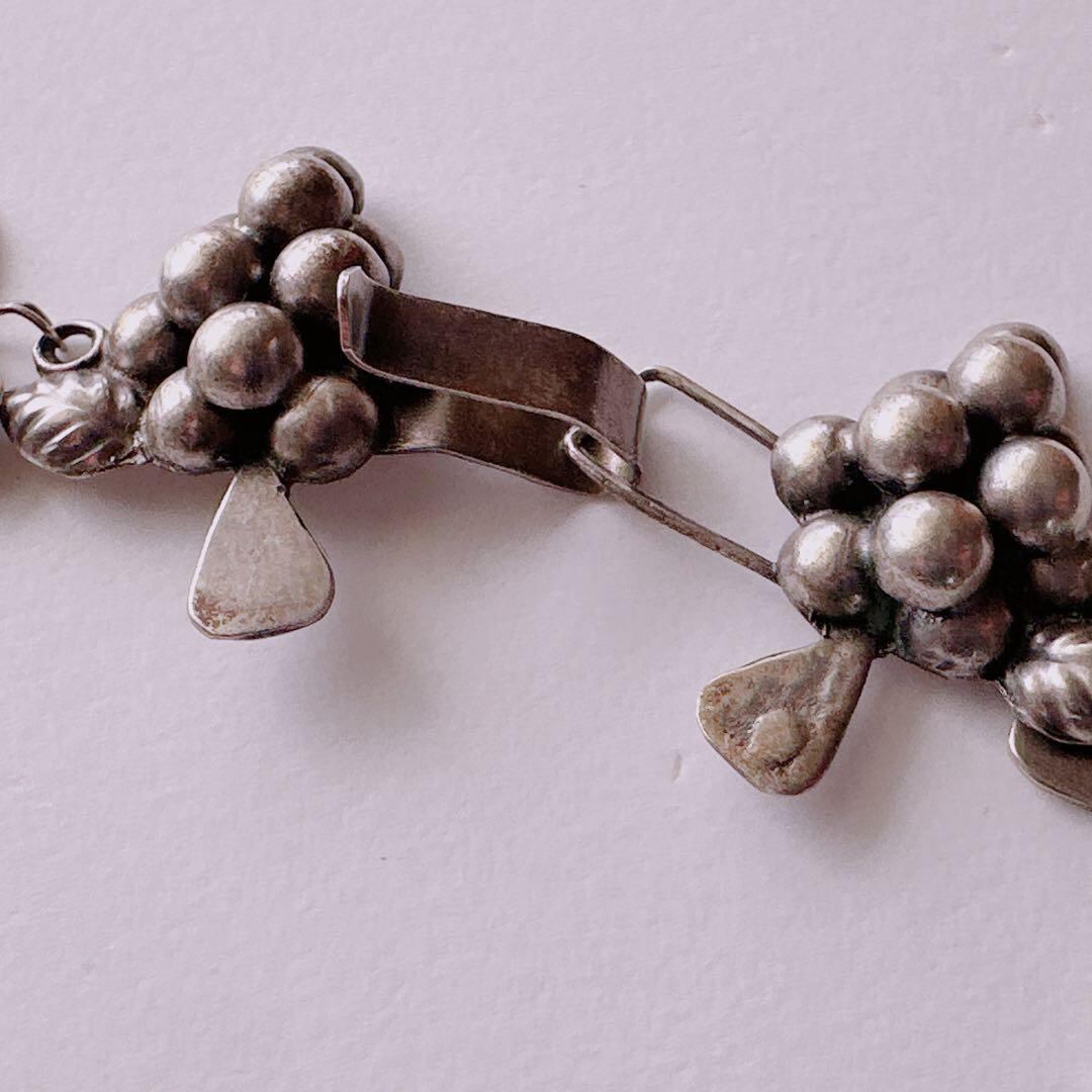 J197】ヴィンテージメキシコタスコシルバー葡萄グレイプネックレス