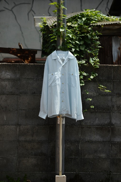 SEVEN BY SEVEN / SHEER OPEN COLLAR SHIRTS L/S (Blue)