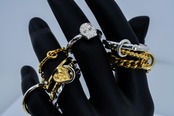 R-121 Three linked Arabesque Scar Ring( 24K Gradient Gold Plated)