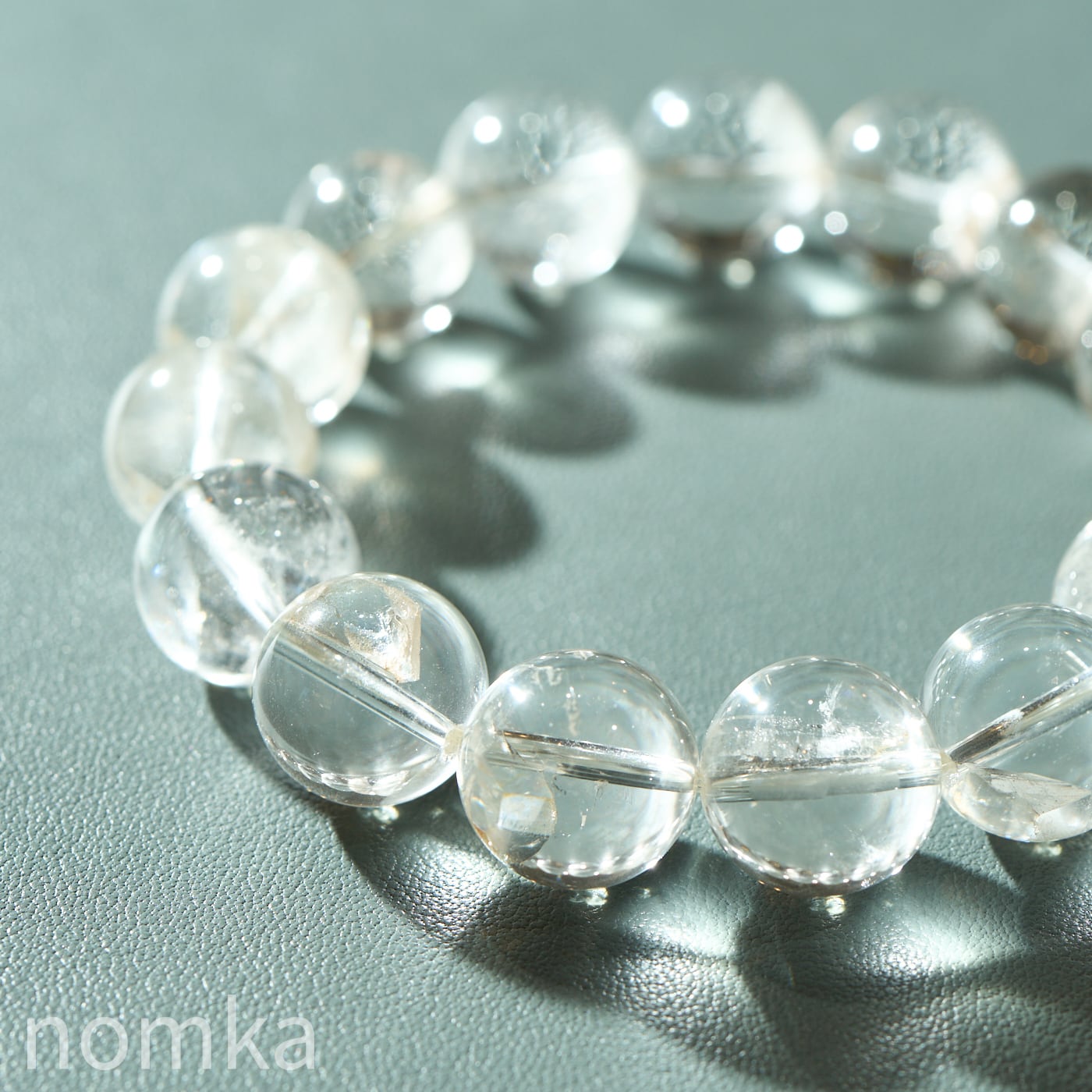 【超稀少/オールドストック】マダガスカル産水晶 クォーツイオンクォーツ14mm一連ブレスレット nbra-0023