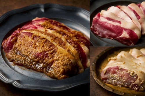 岡田修謹製 純国産 やわらか天然猪ロース スライス6人前 （味噌づけ/塩麹づけ/プレーン 各2パック 計6パック）【送料無料＆ギフトBOX仕様】