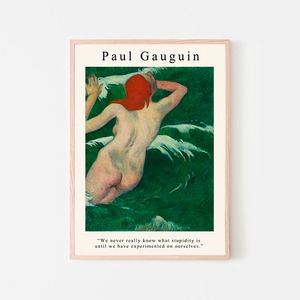 ゴーギャン "In the Waves (Dans les Vagues) " / アートポスター 写真 絵画 2L〜 女性の背中 赤い髪 名画 Paul Gauguin