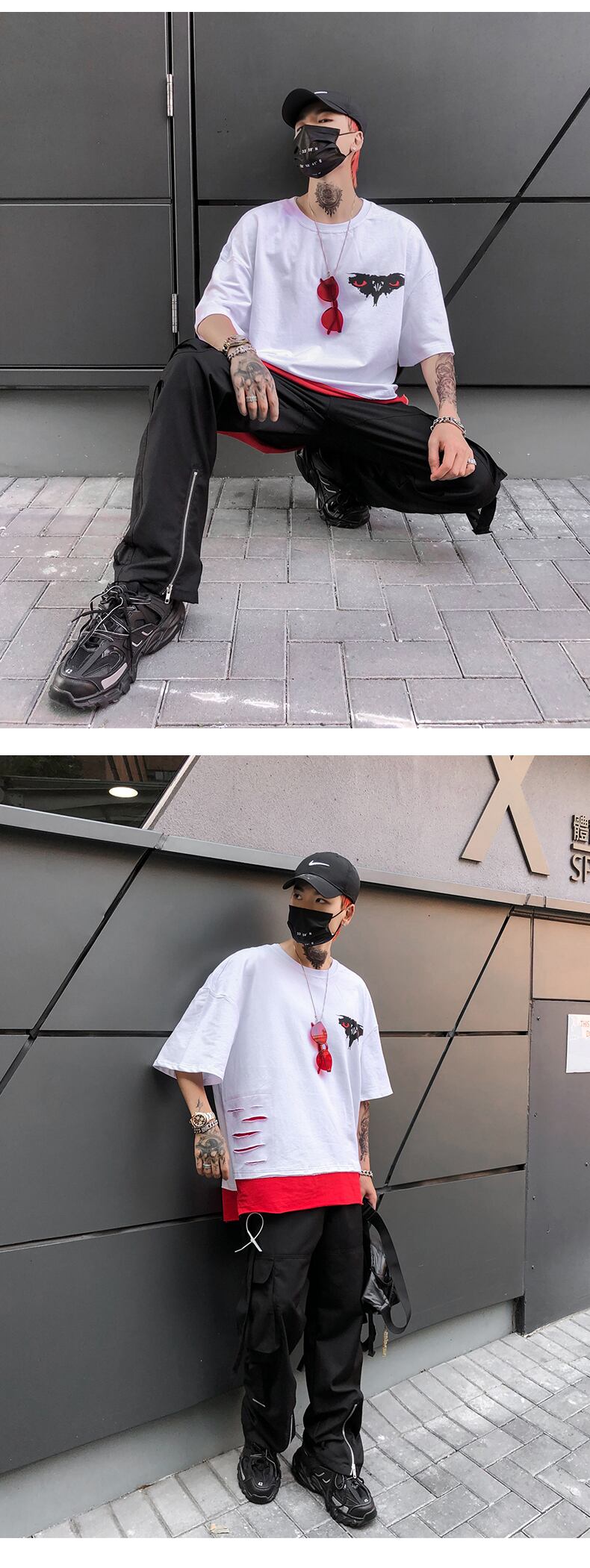 全2色 Tシャツ カットソー プリント カジュアル ストリート 