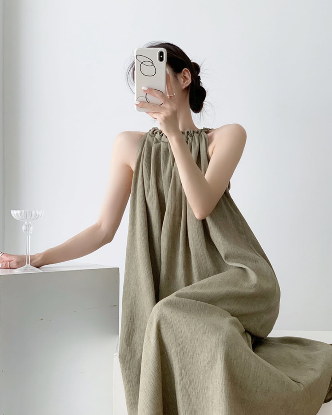 ホルターネックギャザーワンピース S24362