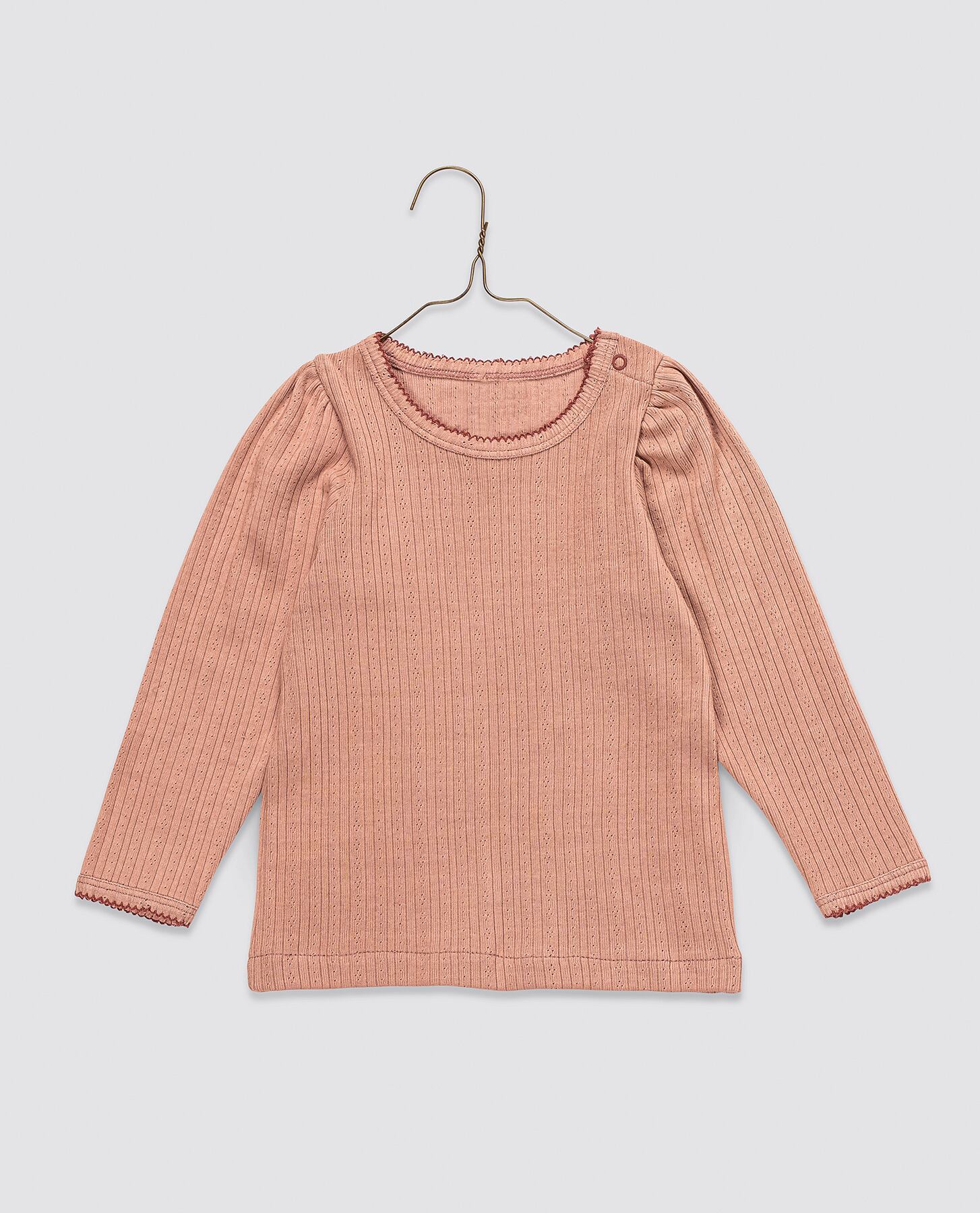 送料無料 Little Cotton Clothes/Pointelle Long Sleeve T-shirt Nougat