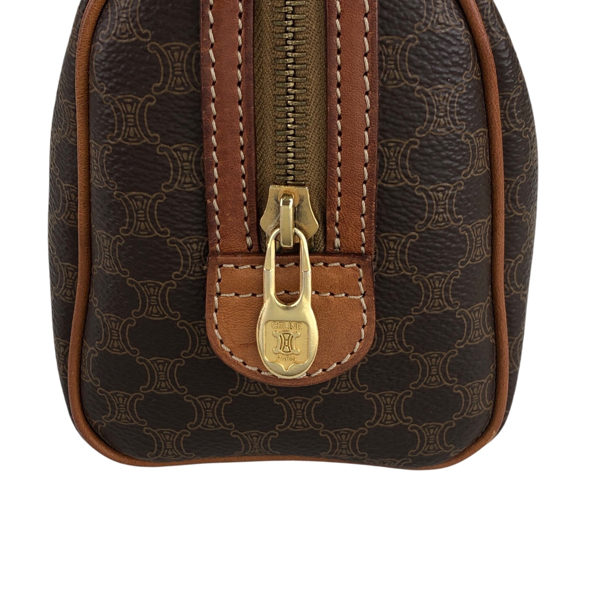 CELINE セリーヌロゴボストンバッグネイビートリオンフマカダム柄