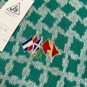 未使用品 タグ付き J’s ジェイズ ジャンボ尾崎 総柄 半袖 ニット ポロシャツ サイズ L /エメラルドグリーン