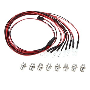 【在庫のみ】HSP RCカー用 8 LEDライトキット アップグレード部品 5mm 白色LEDライト+赤色LEDライト ABS 製