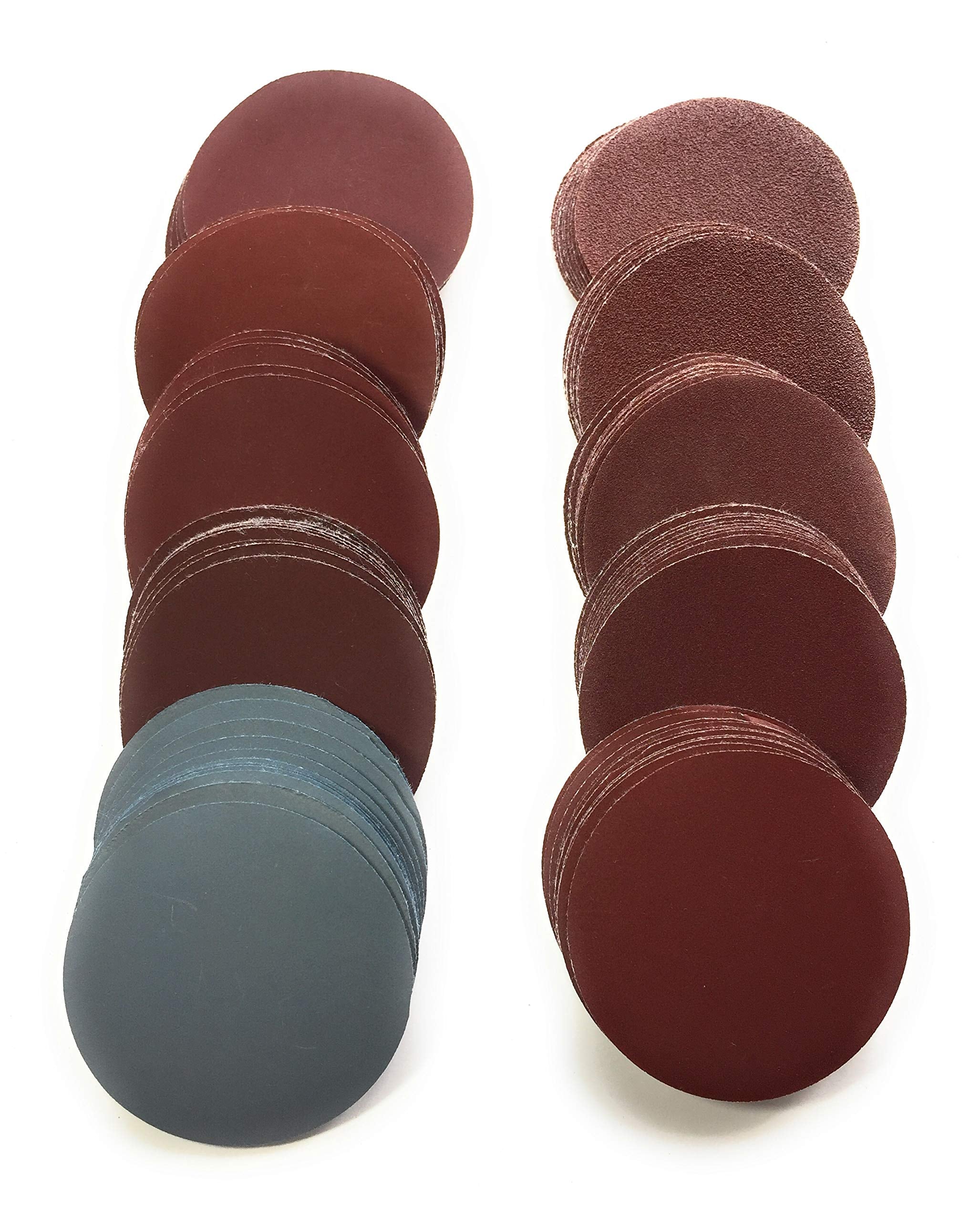 【ASPALAND】 サンドペーパー マジック式 100枚セット 10種の粒度 各10枚 50mm ポリエステル裏打ち 木工 金属 プラスチック対応 #80-#3000