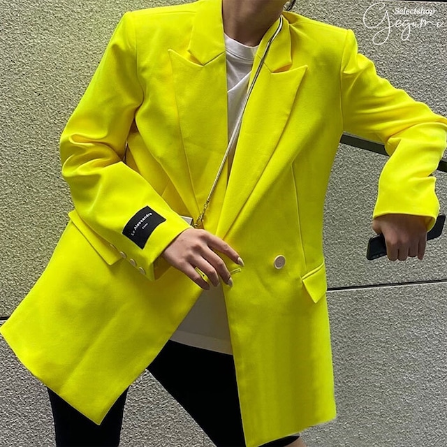 [b162] Yellow イエロー ジャケット アウター ブレザー 韓国 韓国ファッション オルチャン オルチャンファッション おしゃれ トレンド 人気 プレゼント