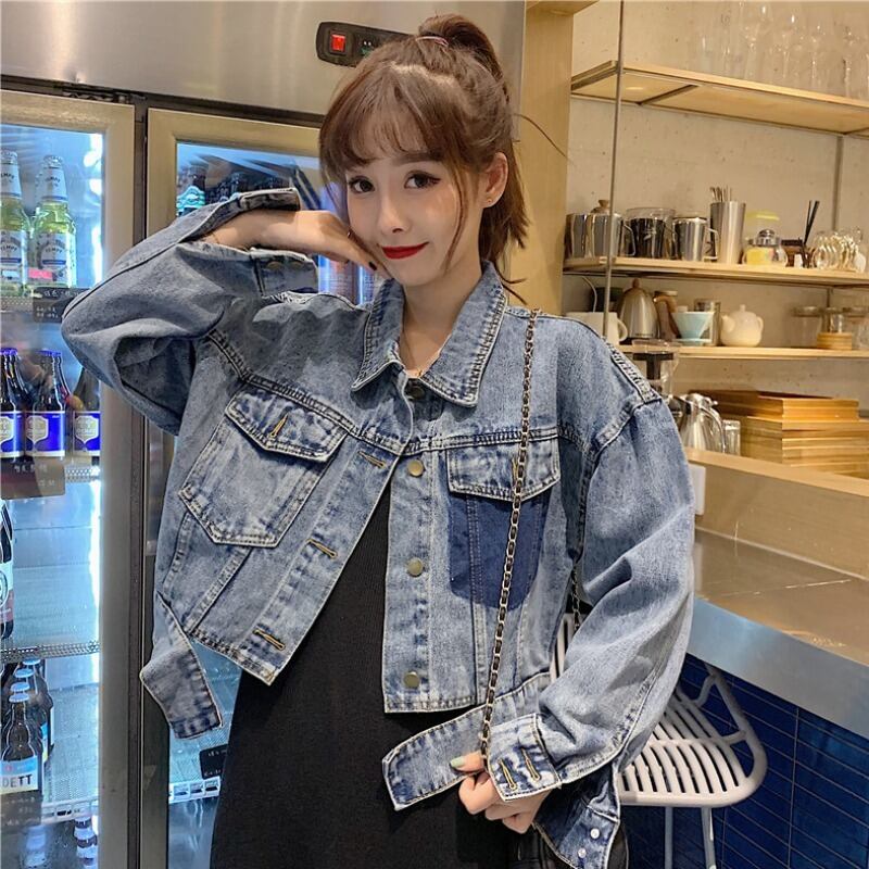 デニムジャケットレディースショート2020春秋ネットレッドパーソナリティカラーマッチングポケットルーズで薄いジャケットジャケット YY-ファッション10722648681