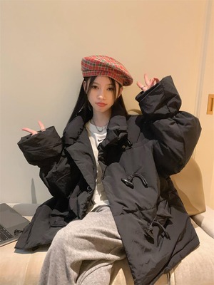 韓国系 ゆったり可愛いカジュアル　折り襟 厚手 コート