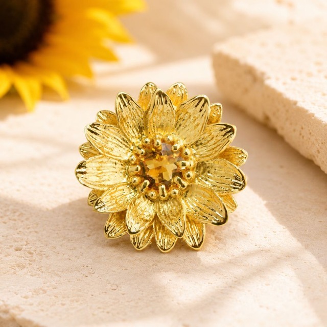 ひまわりの光ペンダント｜宝石変更・オーダーメイド対応 | EsolaraJewelry