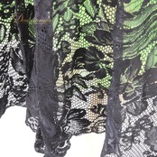 社交ダンス 衣装 スタンダード ドレス ワンピース パーティドレス Dance Fashion Pier 黄緑 黒 ブラック系 グリーン系 レース コサージュ スタンダードドレス レディース 黄緑系 花柄 レース生地 総柄 アクセント 透け感 シースルー 袖あり ロング 七分袖 長袖 きれいめ フォーマル ダンス衣装 舞台衣装 発表会 練習用 Mサイズ 日本製 ブランド バックファスナー ポリエステル 裏地あり風 光沢なし フィット&フレア フレアスカート 立体感 体型カバー 111cm総丈