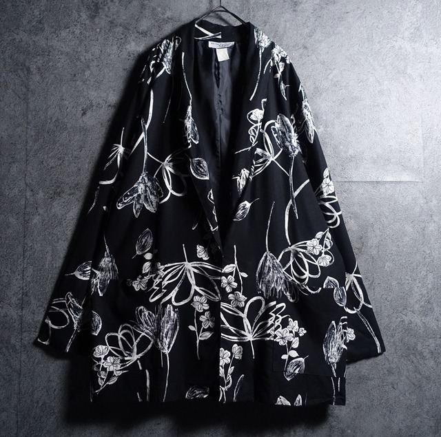 "KENSINGTON" Monotone Flower motif artistic design easy tailored jacket