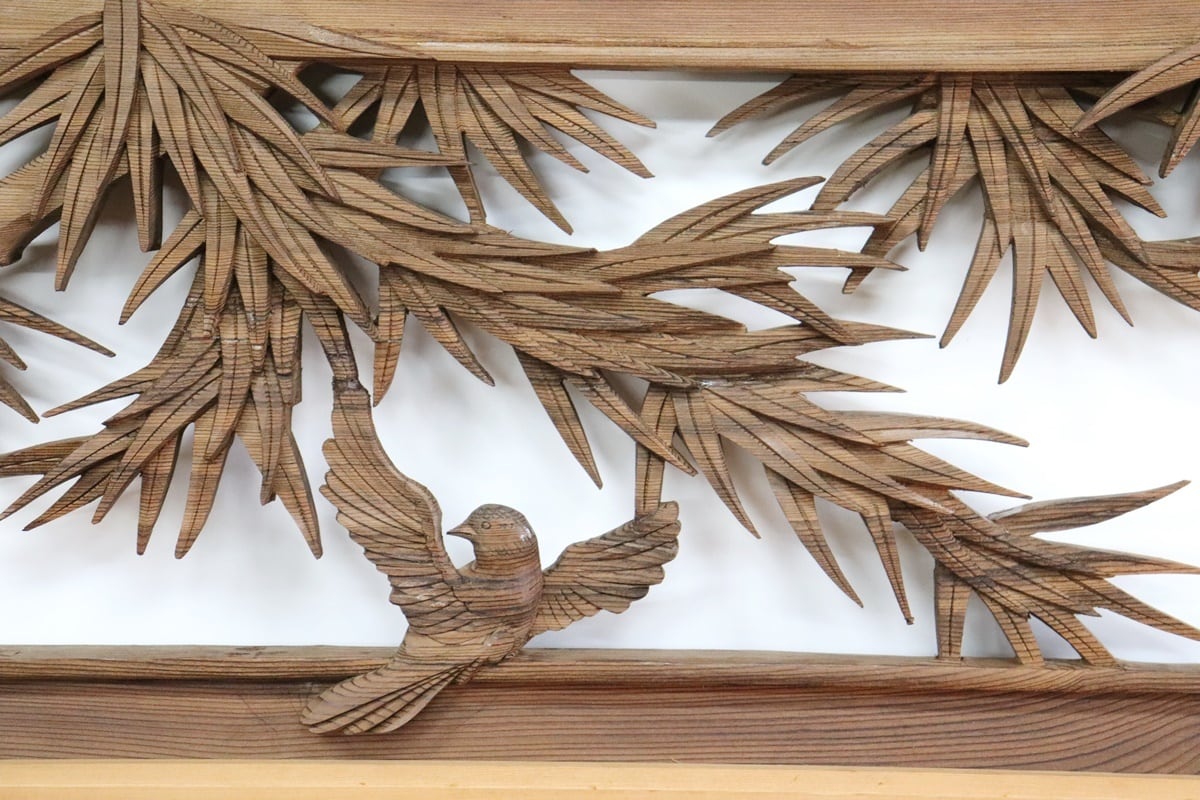 欄間Ｊ　2枚セット 彫刻欄間【竹にスズメ】神代杉 | アウトレットらんま