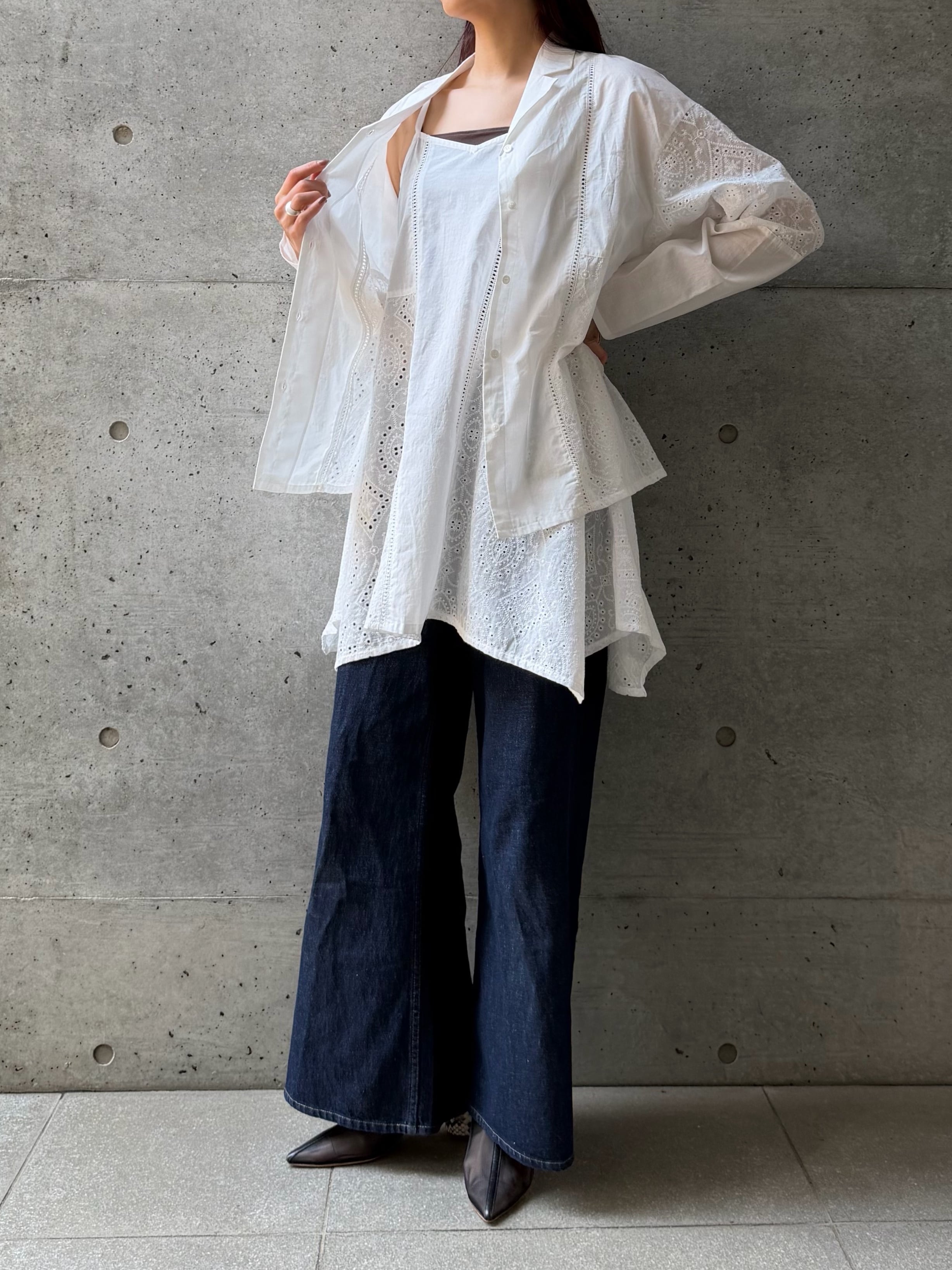 LAWN LACE OPEN COLLAR SHIRT（ﾛｰﾝﾚｰｽｵｰﾌﾟﾝｶﾗｰｼｬﾂ）【3376100】 | CIEL'AIR