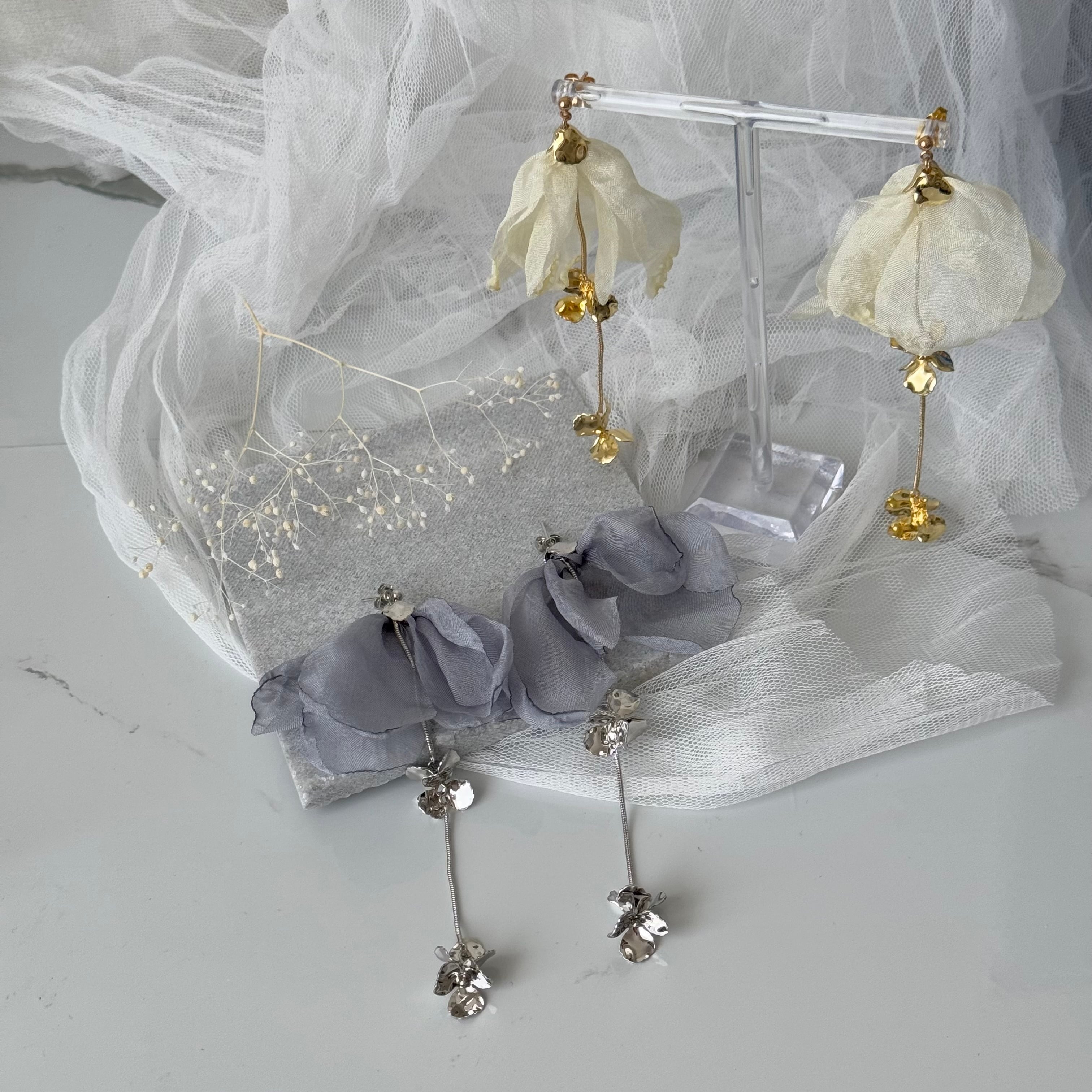 No.33】シフォンリボン イヤリング/ピアス | folité