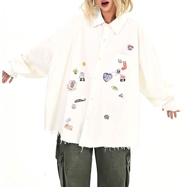 ミックスパッチルーズシャツ 2col   R01025