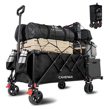 TMZキャリーワゴン折りたたみ式アウトドアワゴン、、シートとシートベルト付き多機能カート、荷室拡張可能、フロントハンドル+リアプッシュハンドル、  四輪取り外し可能、ストッパー… TMZ キャリーワゴン 折りたたみ式 アウトドアワゴン、、シートとシートベルト付き多 ...