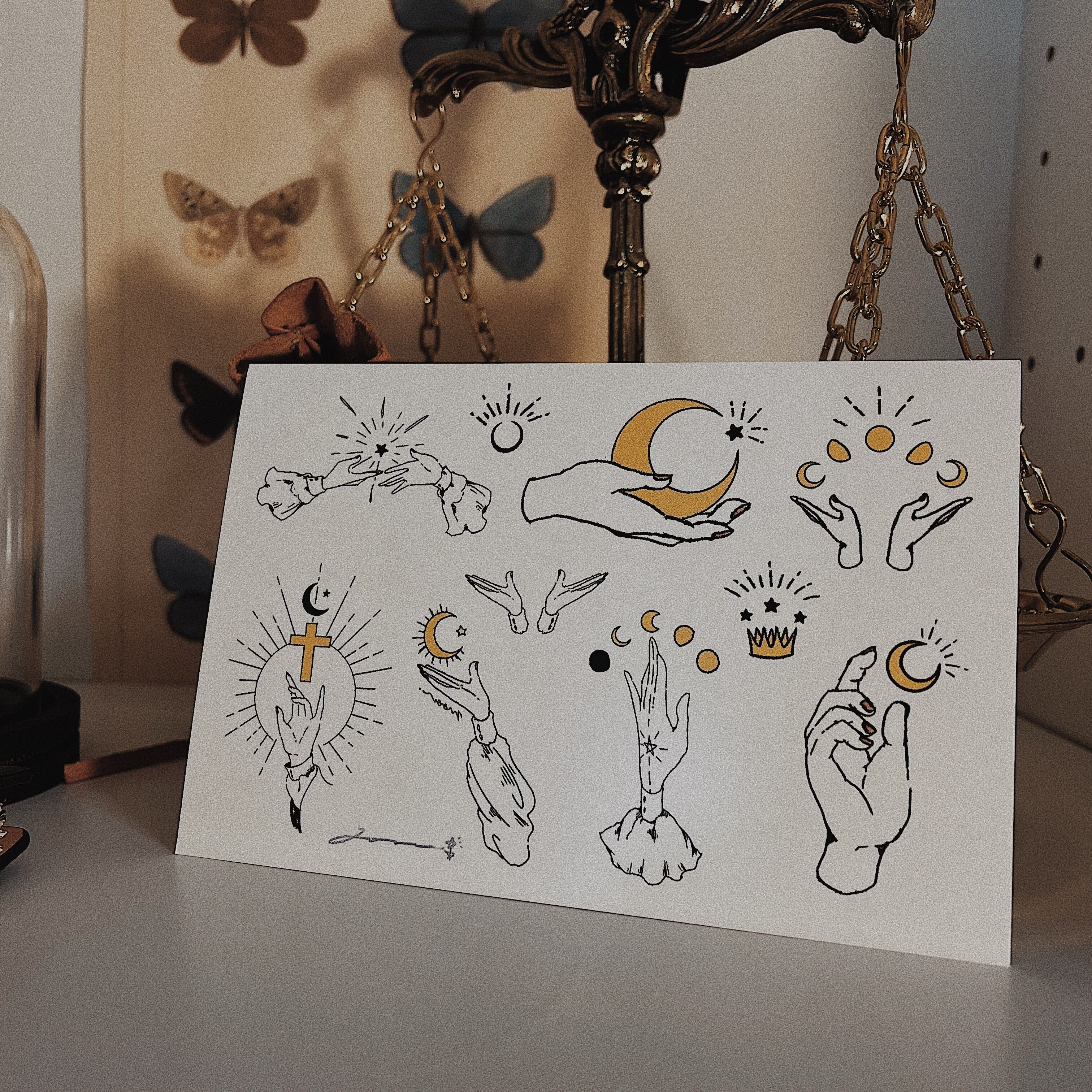 タトゥーシール 月と星 カラー 星屑美術館