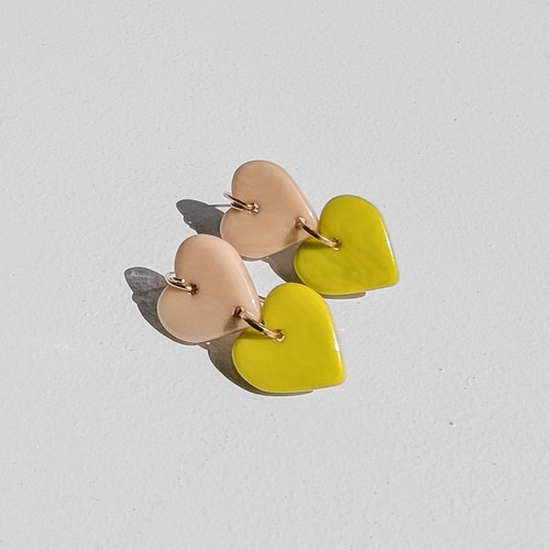 LIMITED33 / 14kgf 2Hearts Tagua Nuts pierced earrings / clip on
